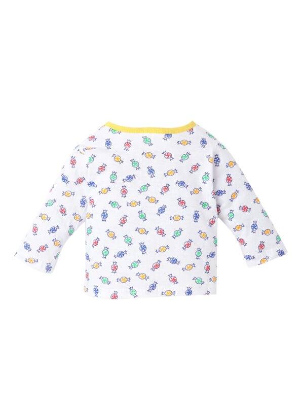 kids top bottom baby Jhabla Set Full Sleeve Pure Cotton kids tshirt Jhabla pajama set - Yellow Candy Print - Image 3