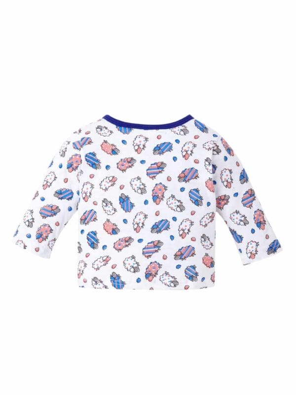kids top bottom baby Jhabla Set Full Sleeve Pure Cotton kids tshirt Jhabla pajama set - Blue Sheep Print - Image 3