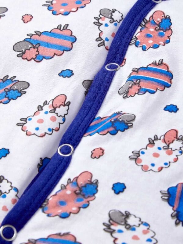 kids top bottom baby Jhabla Set Full Sleeve Pure Cotton kids tshirt Jhabla pajama set - Blue Sheep Print - Image 4