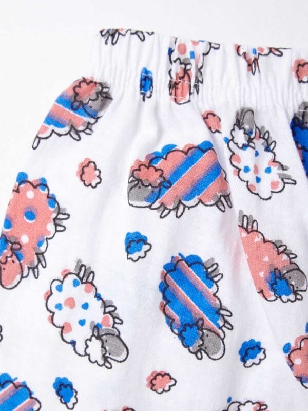 kids top bottom baby Jhabla Set Full Sleeve Pure Cotton kids tshirt Jhabla pajama set - Blue Sheep Print - Image 6