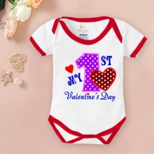Baby First Valentine Day Romper Clothes Baby valentine Bodysuits Newborn Outfit Envelop Neck Half Sleeve Unisex Onesies"First Valentine Heart Print"