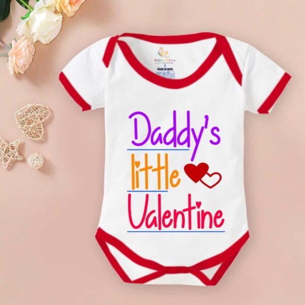 Baby First Valentine Day Romper Clothes Baby valentine Bodysuits Newborn Outfit Envelop Neck Half Sleeve Unisex Onesies"Little Valentine" - Image 2
