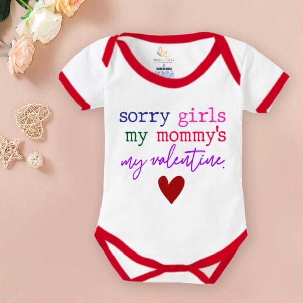 Baby First Valentine Day Romper Clothes Baby valentine Bodysuits Newborn Outfit Envelop Neck Half Sleeve Unisex Onesies"Sorry Girls on Valentine" - Image 2