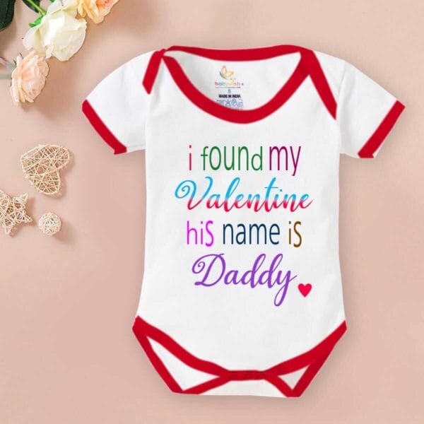 Baby First Valentine Day Romper Clothes Baby valentine Bodysuits Newborn Outfit Envelop Neck Half Sleeve Unisex Onesies"Parents is my Valentine" - Image 2