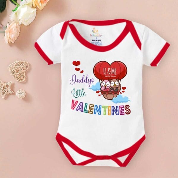Baby First Valentine Day Romper Clothes Baby valentine Bodysuits Newborn Outfit Envelop Neck Half Sleeve Unisex Onesies"U & Me on Valentine"