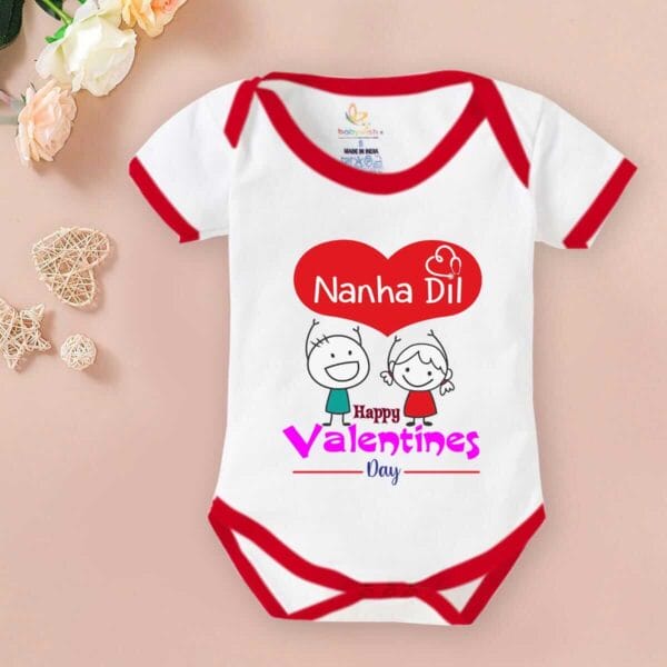 Baby First Valentine Day Romper Clothes Baby valentine Bodysuits Newborn Outfit Envelop Neck Half Sleeve Unisex Onesies"Nana's Dil on Valentine" - Image 2