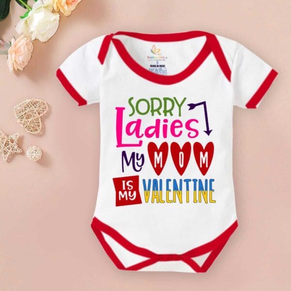 Baby First Valentine Day Romper Clothes Baby valentine Bodysuits Newborn Outfit Envelop Neck Half Sleeve Unisex Onesies"Sorry Ladies its valentine" - Image 2
