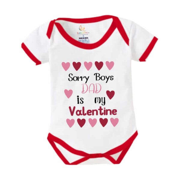 Baby First Valentine Day Romper Clothes Baby valentine Bodysuits Newborn Outfit Envelop Neck Half Sleeve Unisex Onesies"Sorry Boys on Valentine"