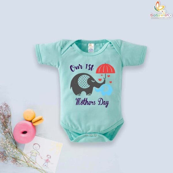 Babywish Mothers Day Baby Romper with Elephant Print - Image 2