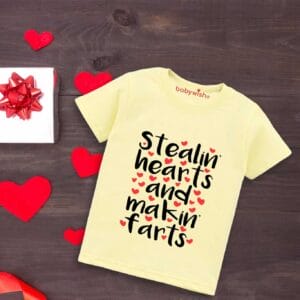 Valentine Day T-shirt for Kids Unisex Valentine Topwear Outfit Printed Half Sleeve Tshirt Dress for Boy n Girl "Making Hearts Valentine"