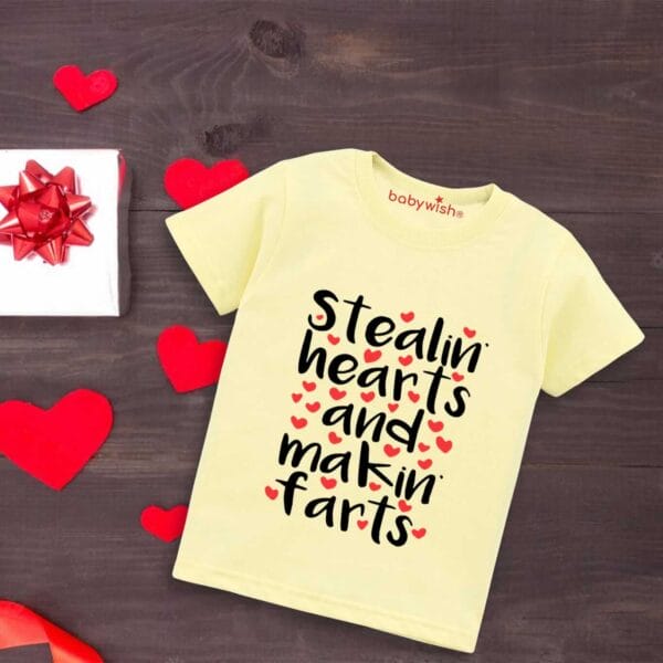 Valentine Day T-shirt for Kids Unisex Valentine Topwear Outfit Printed Half Sleeve Tshirt Dress for Boy n Girl "Making Hearts Valentine"