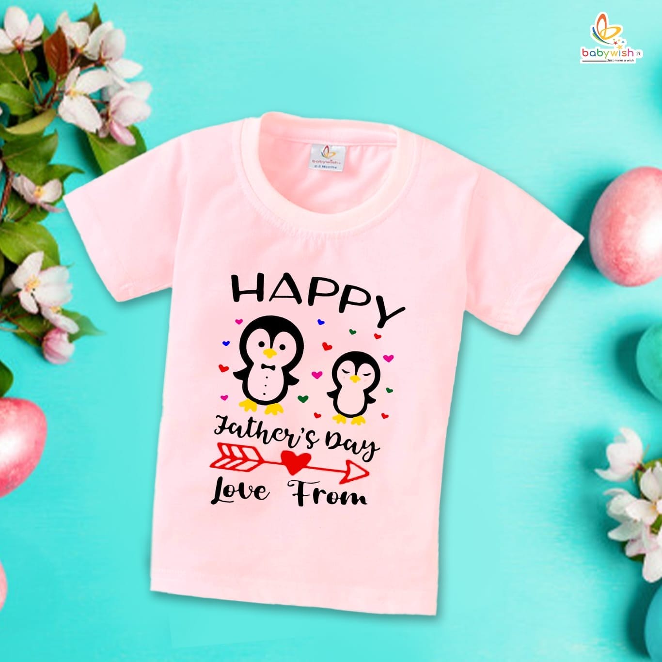 Father's Day Special T-Shirt for Boy’s and Girl’s Half Sleeve Topwear for Unisex Kids | Happy Father's Day Love From|