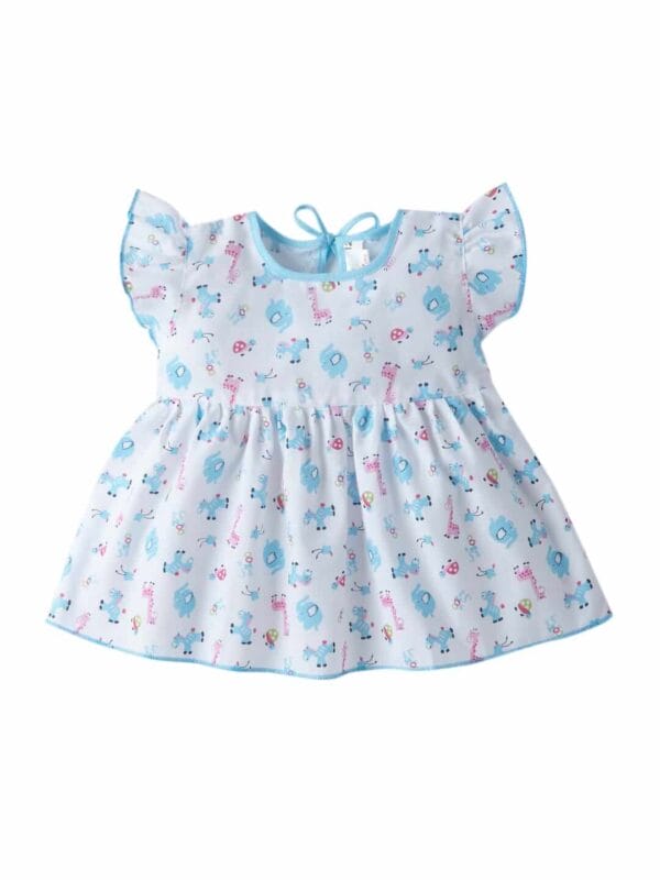 Baby Girl Cotton Frock Newborn Girl Knee Length Dress Animal Print - Image 6