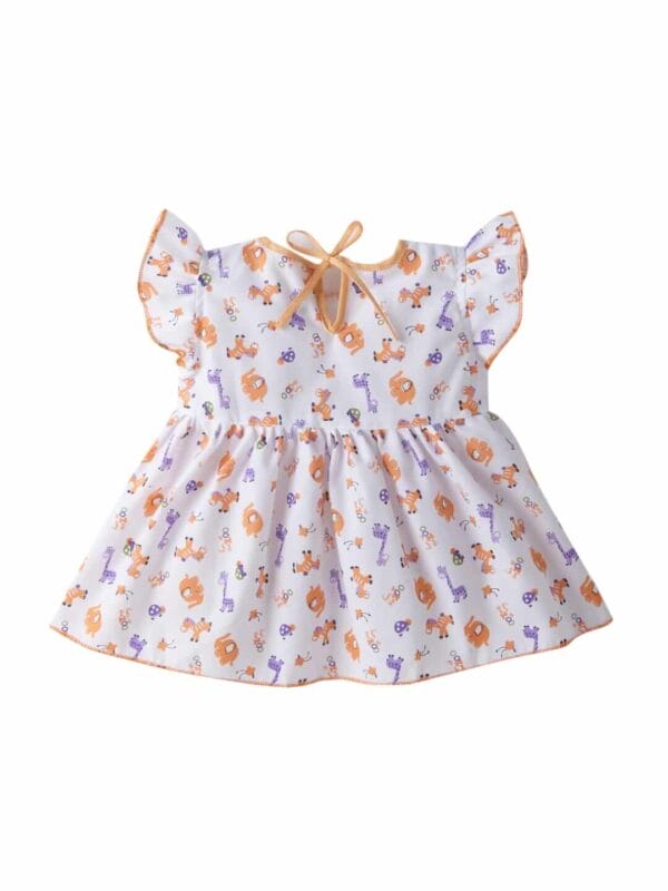 Baby Girl Cotton Frock Newborn Girl Knee Length Dress Animal Print - Image 3