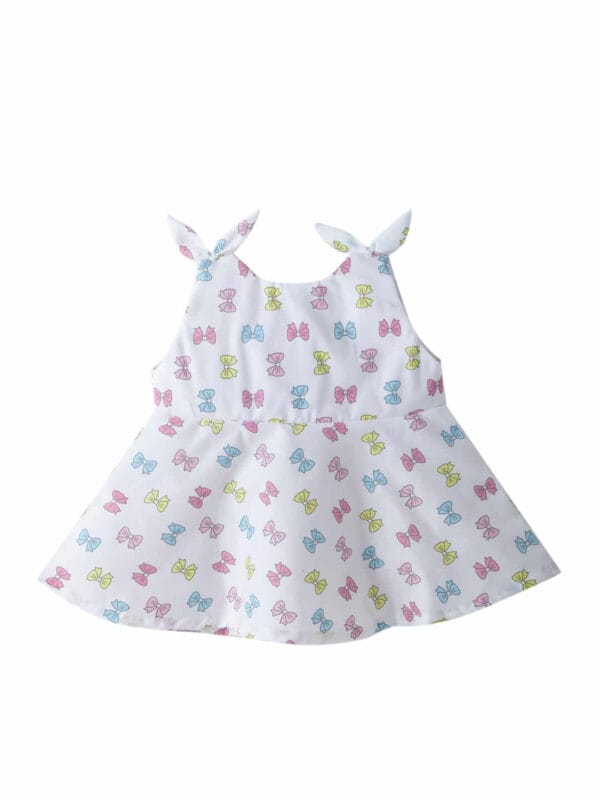 Baby Girl Cotton Frock Newborn Girl Knee Length Dress Bow Strip Print - Image 5