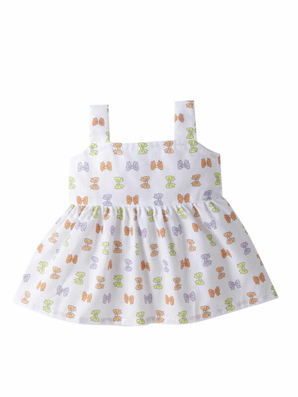 Baby Girl Cotton Frock Newborn Girl Knee Length Dress Bow Strip Print - Image 2