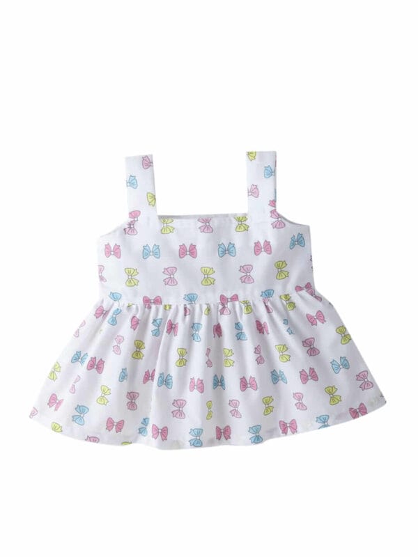 Baby Girl Cotton Frock Newborn Girl Knee Length Dress Bow Strip Print - Image 4