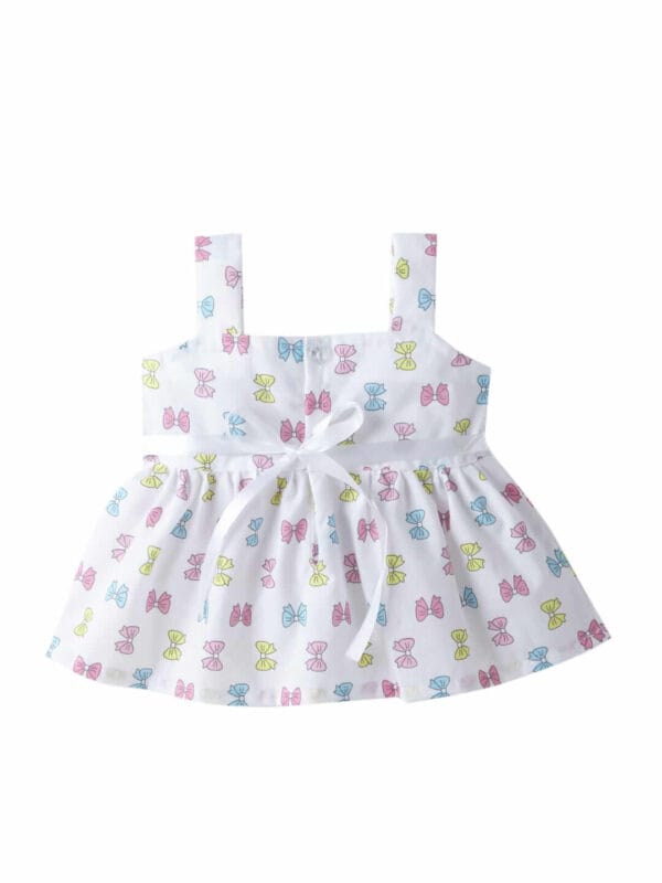 Baby Girl Cotton Frock Newborn Girl Knee Length Dress Bow Strip Print - Image 5