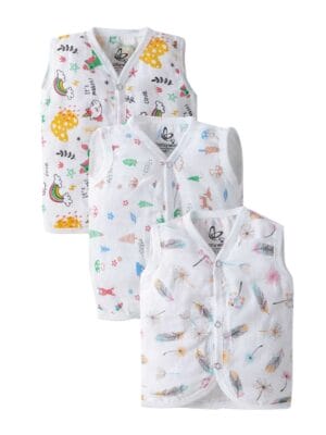 GOTS Certified Organic Muslin Jhabla for Newborn Babies Clothes Ultra Soft Unisex Summer Vest for Infants 3-Pack Gift Set