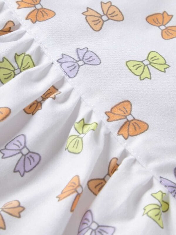 Baby Girl Cotton Frock Newborn Girl Knee Length Dress Bow Strip Print - Image 6