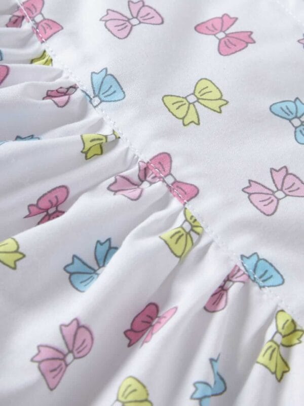 Baby Girl Cotton Frock Newborn Girl Knee Length Dress Bow Strip Print - Image 7