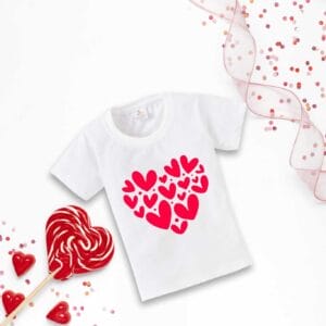 Valentine Day T-shirt for Kids Unisex Valentine Topwear Outfit Printed Half Sleeve Tshirt Dress for Boy n Girl "Integration of Hearts"