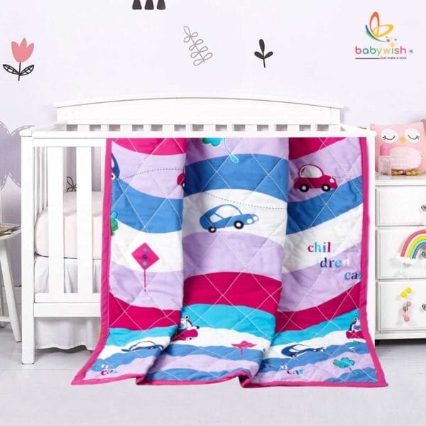 GOTS Certified Organic Cotton Baby Dohar Blanket for Newborn Soft Crib All Seasons Quilt for Microfiber Giftset - Blue Magic Feather - Image 4
