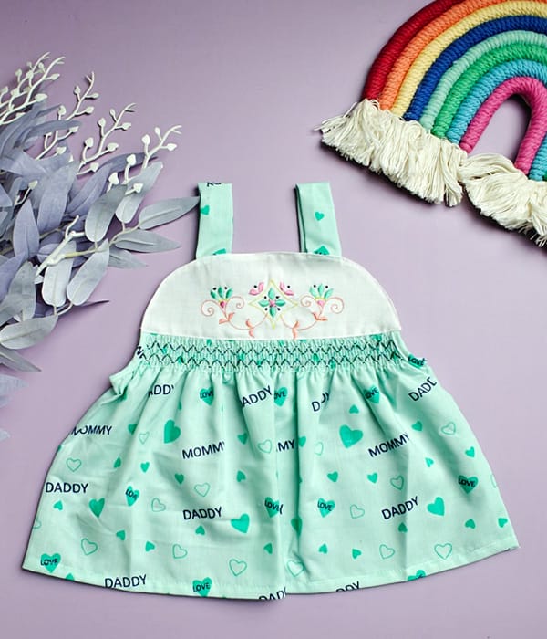 Newborn Cotton Frock with Mommy Daddy Print for 0 to 12 Months – Babywish