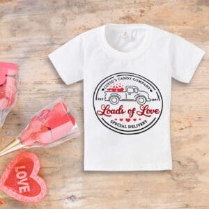 Valentine Day T-shirt for Kids Unisex Valentine Topwear Outfit Printed Half Sleeve Tshirt Dress for Boy n Girl "Loads of love on valentine"