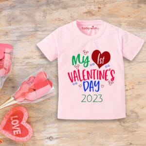 Valentine Day T-shirt for Kids Unisex Valentine Topwear Outfit Printed Half Sleeve Tshirt Dress for Boy n Girl "My Valentine Day in 2023"