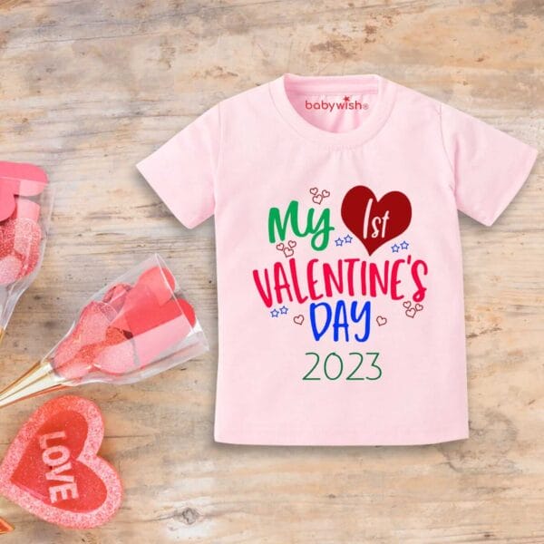 Valentine Day T-shirt for Kids Unisex Valentine Topwear Outfit Printed Half Sleeve Tshirt Dress for Boy n Girl "My Valentine Day in 2023"