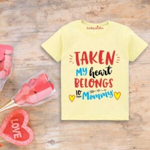 Valentine Day T-shirt for Kids Unisex Valentine Topwear Outfit Printed Half Sleeve Tshirt Dress for Boy n Girl "Taken My Hearts"