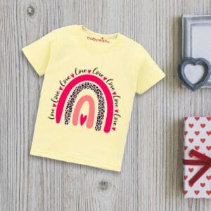 Valentine Day T-shirt for Kids Unisex Valentine Topwear Outfit Printed Half Sleeve Tshirt Dress for Boy n Girl "Love & Only Love on Valentine"