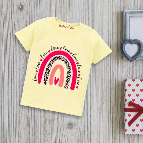 Valentine Day T-shirt for Kids Unisex Valentine Topwear Outfit Printed Half Sleeve Tshirt Dress for Boy n Girl "Love & Only Love on Valentine"