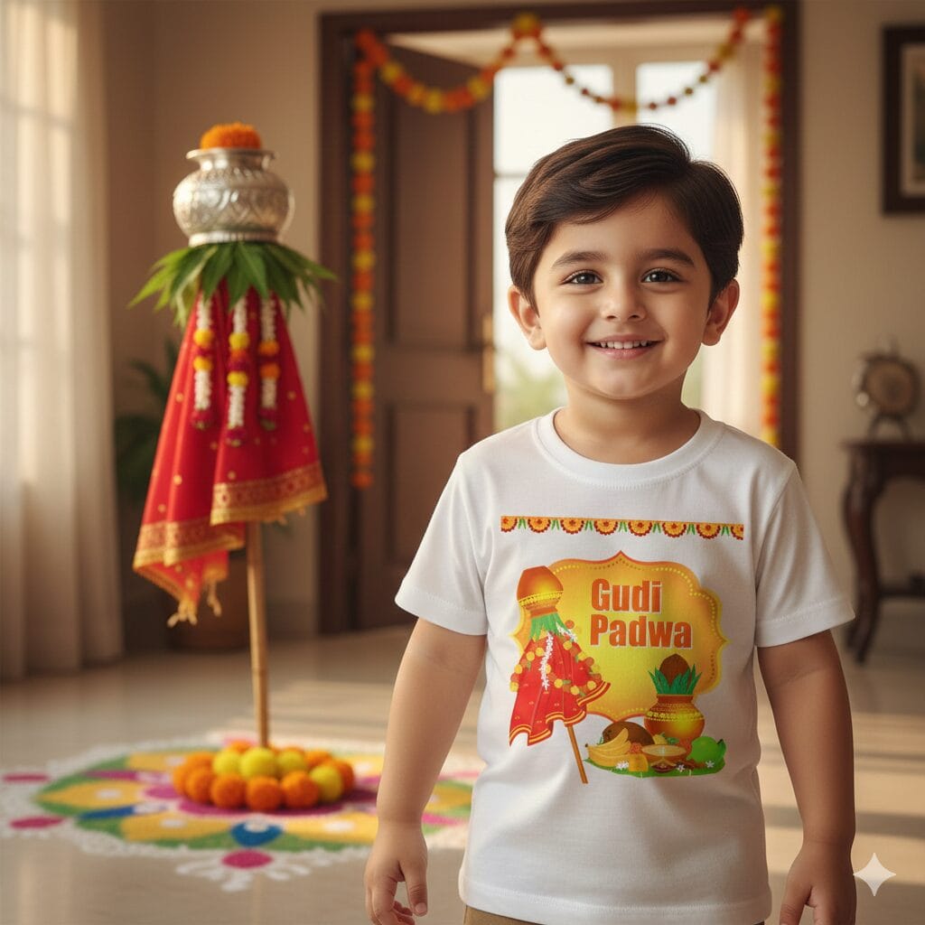 Gudi Padwa Baby T-Shirt Cotton Traditional Festival Wear | 6-12M–12Y | Babywish