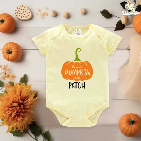 Baby Halloween Romper Bodysuit – Pumpkin Patch Print Halloween Outfit for Newborn Infant Baby Girl or Boy – Babywish - Image 4