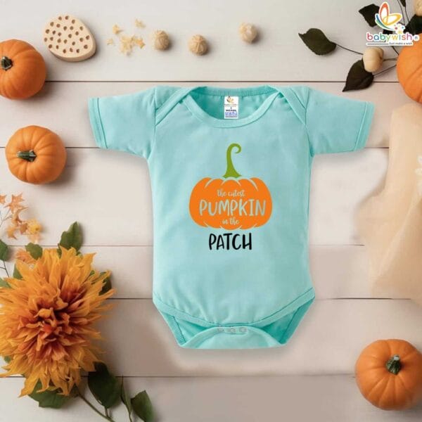 Baby Halloween Romper Bodysuit – Pumpkin Patch Print Halloween Outfit for Newborn Infant Baby Girl or Boy – Babywish - Image 2