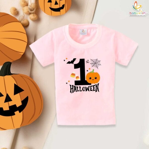 My First Halloween Baby T-Shirt – Cute Pumpkin Print Halloween Shirt for Newborn Infant Toddler Boys and Girls – Babywish - Image 3