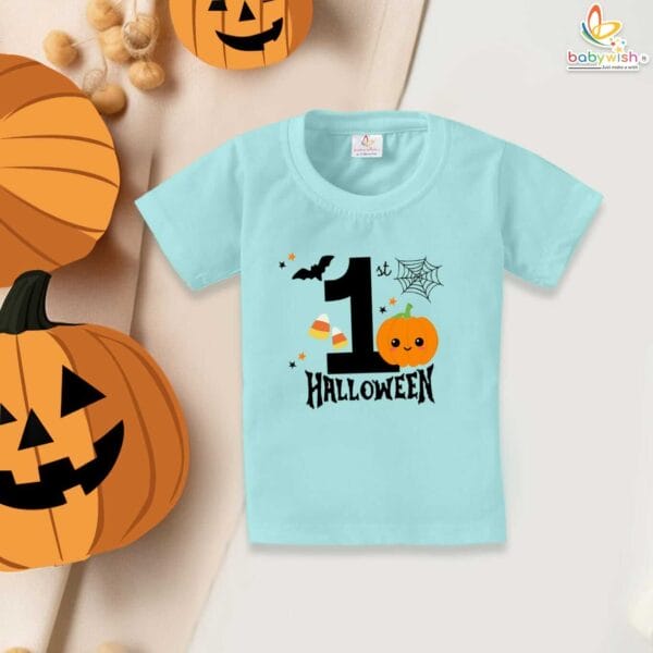 My First Halloween Baby T-Shirt – Cute Pumpkin Print Halloween Shirt for Newborn Infant Toddler Boys and Girls – Babywish - Image 2