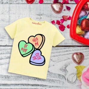 Valentine Day T-shirt for Kids Unisex Valentine Topwear Outfit Printed Half Sleeve Tshirt Dress for Boy n Girl "Lovely Heart Print"