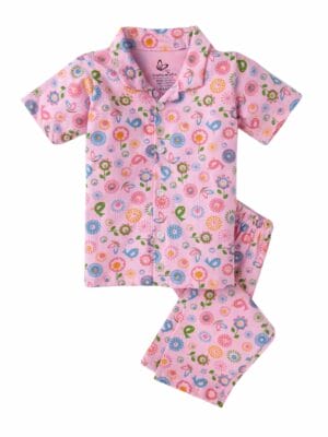 Kids Sleepsuit for Baby Boy’s and Girl’s Topwear and Pajamas Set Long Sleeve Sleepwear Baby Clothing Sets - Floral Theme Pink