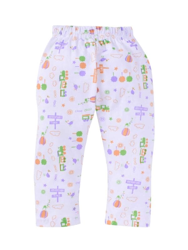 kids top bottom baby Jhabla Set Full Sleeve Pure Cotton kids tshirt Jhabla pajama set - Peach Magic Train Print - Image 5