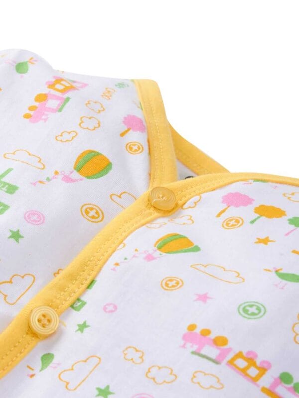 kids top bottom baby Jhabla Set Full Sleeve Pure Cotton kids tshirt Jhabla pajama set - Lemon Magic Train Print - Image 4