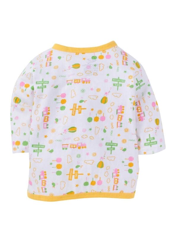 kids top bottom baby Jhabla Set Full Sleeve Pure Cotton kids tshirt Jhabla pajama set - Lemon Magic Train Print - Image 3