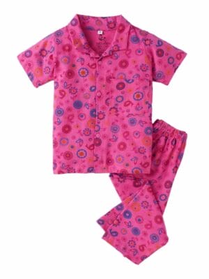 Kids Sleepsuit for Baby Boy’s and Girl’s Topwear and Pajamas Set Long Sleeve Sleepwear Baby Clothing Sets - Fuchsia Floral Theme