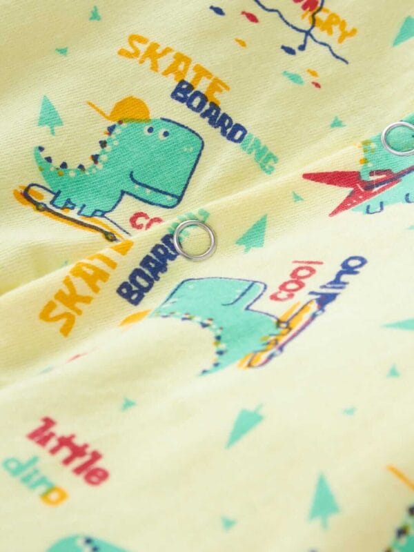 Baby Boy's and Baby Girl’s Bodysuits Cotton Full Sleeve Rompers Onesies for Infant Lemon Dinosour Print Set of 2 - Image 7