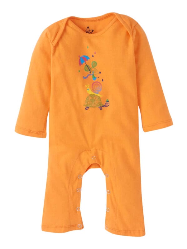 Baby Boy's and Baby Girl’s Bodysuits Cotton Full Sleeve Rompers Onesies for Infant Orange Rainbow Print Set of 2 - Image 2
