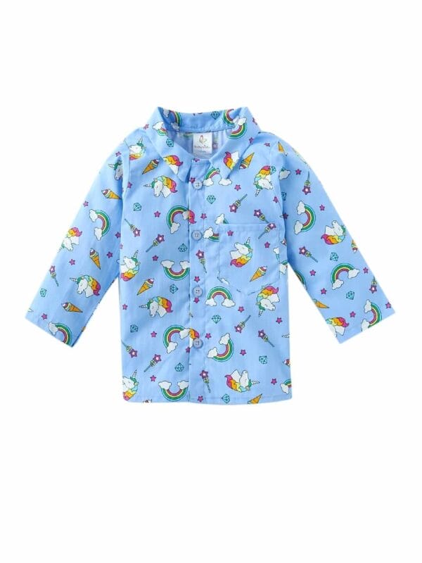 Kids Sleepsuit for Baby Boy’s and Girl’s Topwear and Pajamas Set Long Sleeve Sleepwear Baby Clothing Sets - Blue Unicorn Rainbow - Image 2