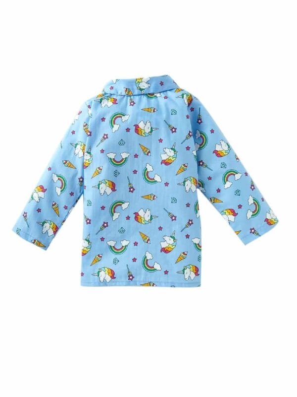 Kids Sleepsuit for Baby Boy’s and Girl’s Topwear and Pajamas Set Long Sleeve Sleepwear Baby Clothing Sets - Blue Unicorn Rainbow - Image 3