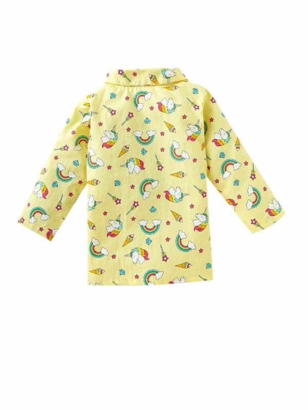 Kids Sleepsuit for Baby Boy’s and Girl’s Topwear and Pajamas Set Long Sleeve Sleepwear Baby Clothing Sets - Yellow Unicorn Rainbow - Image 3